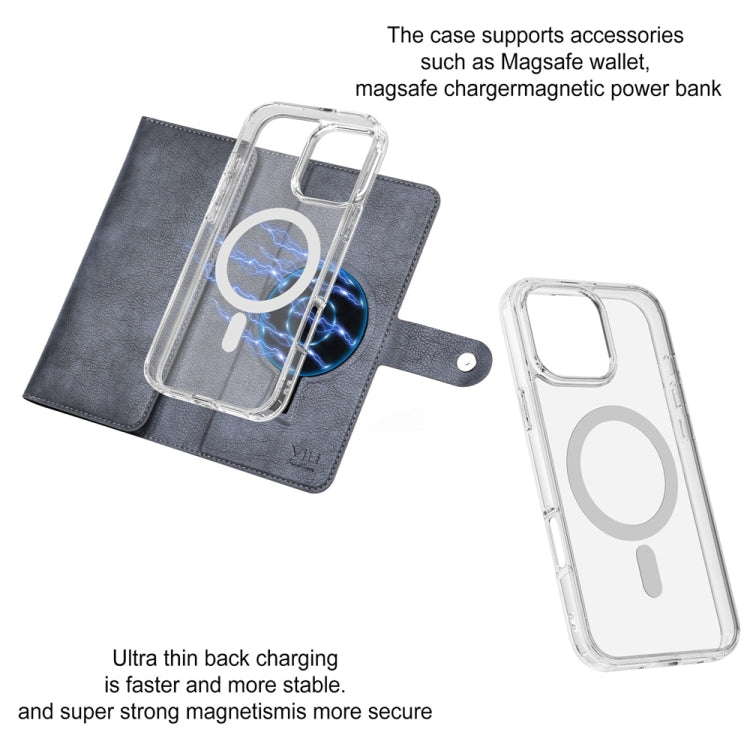 For iPhone 15 Pro Max ViLi GVS-C Series MagSafe Magnetic RFID Leather Flip Phone Case(Grey)
