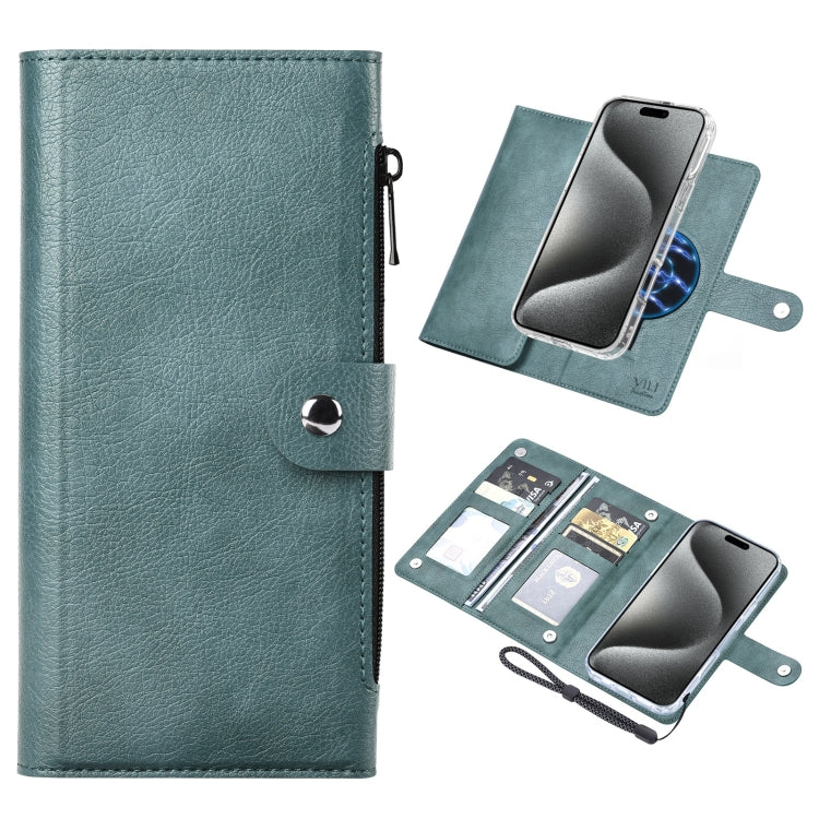 For iPhone 15 Pro Max ViLi GVS-C Series MagSafe Magnetic RFID Leather Flip Phone Case(Green)