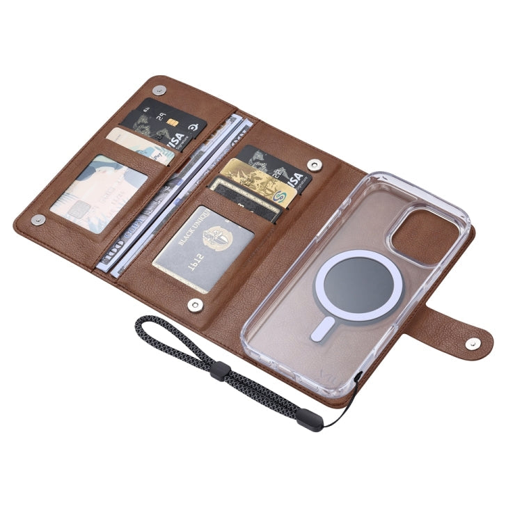 For iPhone 15 Pro Max ViLi GVS-C Series MagSafe Magnetic RFID Leather Flip Phone Case(Brown)