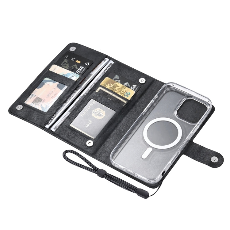 For iPhone 15 ViLi GVS-C Series MagSafe Magnetic RFID Leather Flip Phone Case(Black)