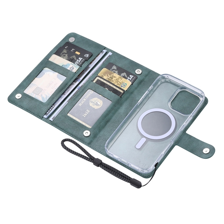 For iPhone 15 ViLi GVS-C Series MagSafe Magnetic RFID Leather Flip Phone Case(Green)