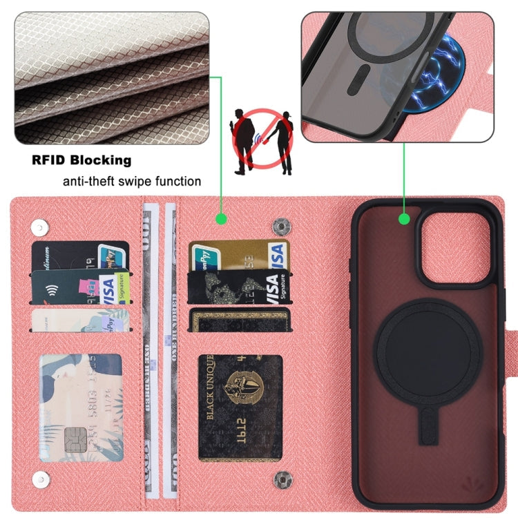 For iPhone 16 Pro Max ViLi GBS Series MagSafe Magnetic RFID Leather Flip Phone Case(Pink)