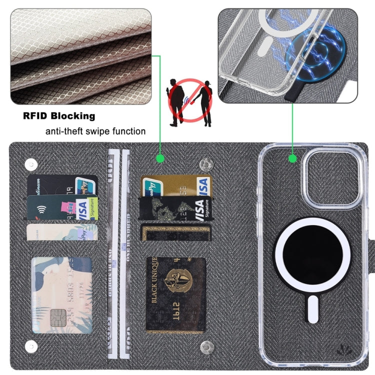 For iPhone 15 Pro Max ViLi GBS-C Series MagSafe Magnetic RFID Leather Flip Phone Case(Black)