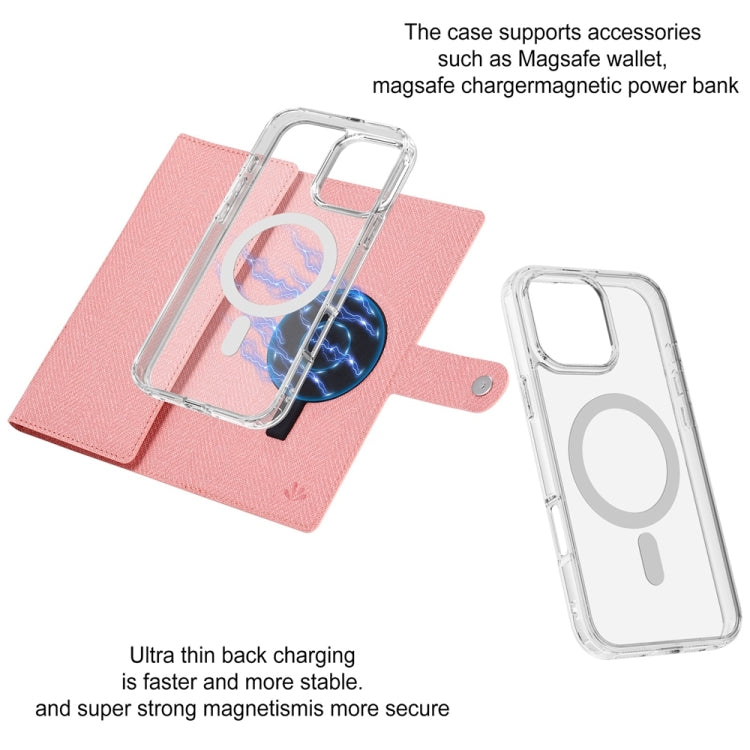 For iPhone 15 Pro ViLi GBS-C Series MagSafe Magnetic RFID Leather Flip Phone Case(Pink)
