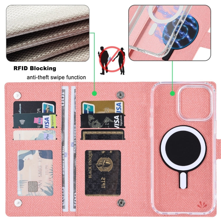 For iPhone 15 Pro ViLi GBS-C Series MagSafe Magnetic RFID Leather Flip Phone Case(Pink)