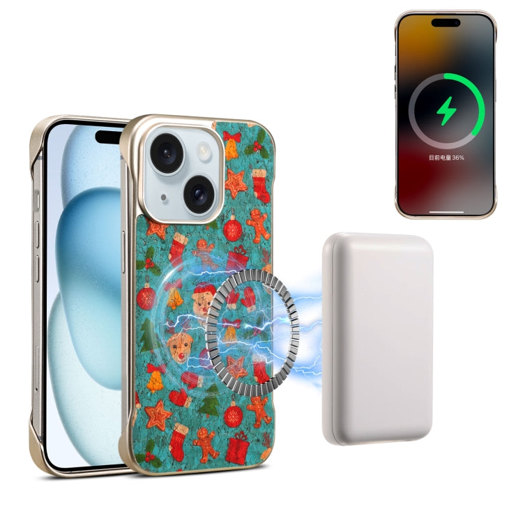 For iPhone 15 Denior A18 Paint MagSafe Phone Case(Christmas)