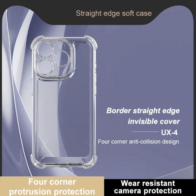 For iPhone 15 Pro Max imak UX-4 Series Four-corner Shockproof Phone Case(Transparent)