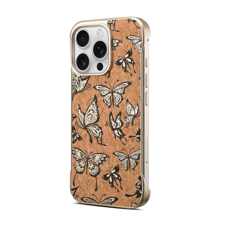 For iPhone 15 Pro Max Denior A18 WoodenPaint MagSafe Phone Case(Butterflies)