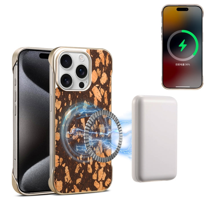 For iPhone 15 Pro Max Denior A18 WoodenPaint MagSafe Phone Case(Brown)