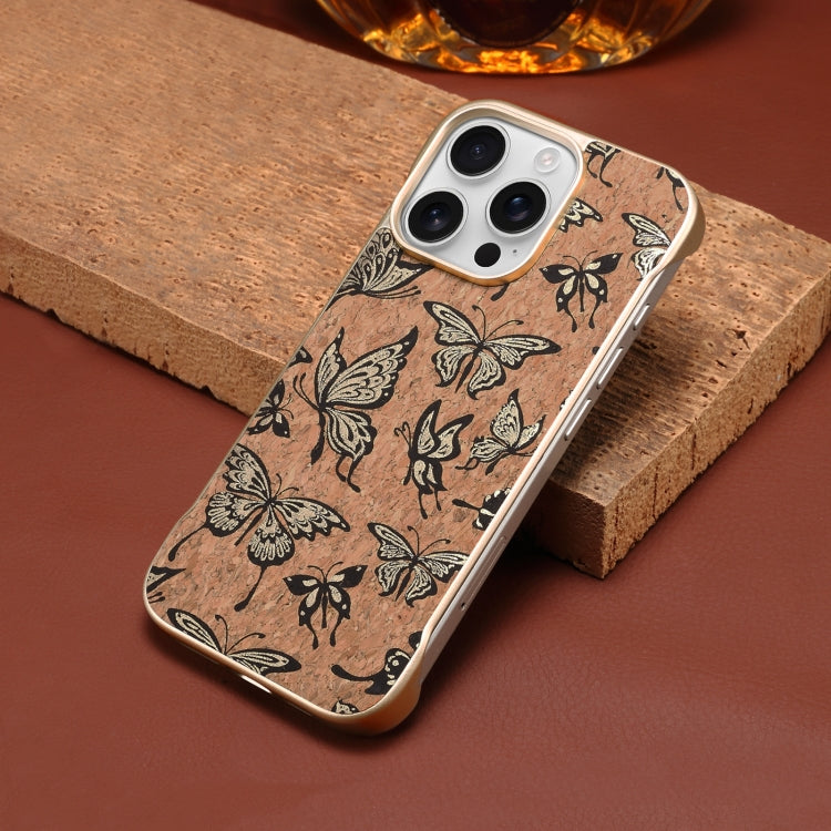 For iPhone 15 Pro Denior A18 WoodenPaint MagSafe Phone Case(Butterflies)