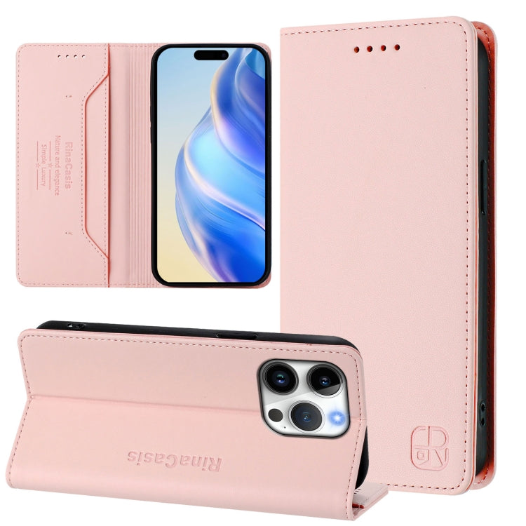 RC01 Dual-Folded Magnetic Suction RFID Leather Phone Case, For iPhone 17, For iPhone Air, For iPhone 16 Pro Max