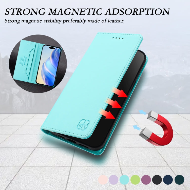 RC01 Dual-Folded Magnetic Suction RFID Leather Phone Case, For iPhone 16 Pro, For iPhone 16 Plus, For iPhone 16