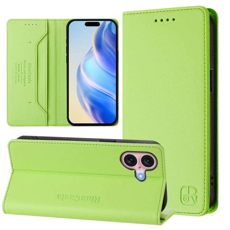 RC01 Dual-Folded Magnetic Suction RFID Leather Phone Case, For iPhone 16 Pro, For iPhone 16 Plus, For iPhone 16