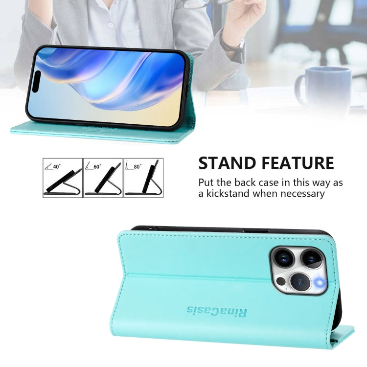 RC01 Dual-Folded Magnetic Suction RFID Leather Phone Case, For iPhone 15 Pro Max, For iPhone 15 Pro, For iPhone 15 Plus