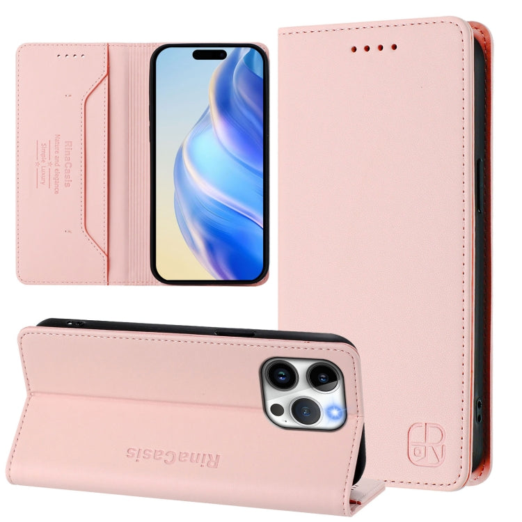 RC01 Dual-Folded Magnetic Suction RFID Leather Phone Case, For iPhone 15 Pro Max, For iPhone 15 Pro, For iPhone 15 Plus