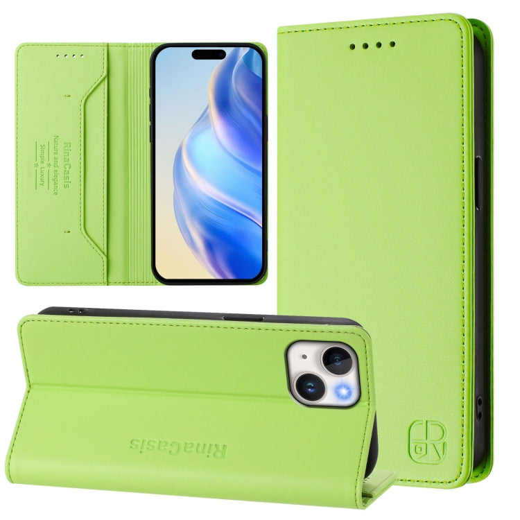 RC01 Dual-Folded Magnetic Suction RFID Leather Phone Case, For iPhone 15 Pro Max, For iPhone 15 Pro, For iPhone 15 Plus