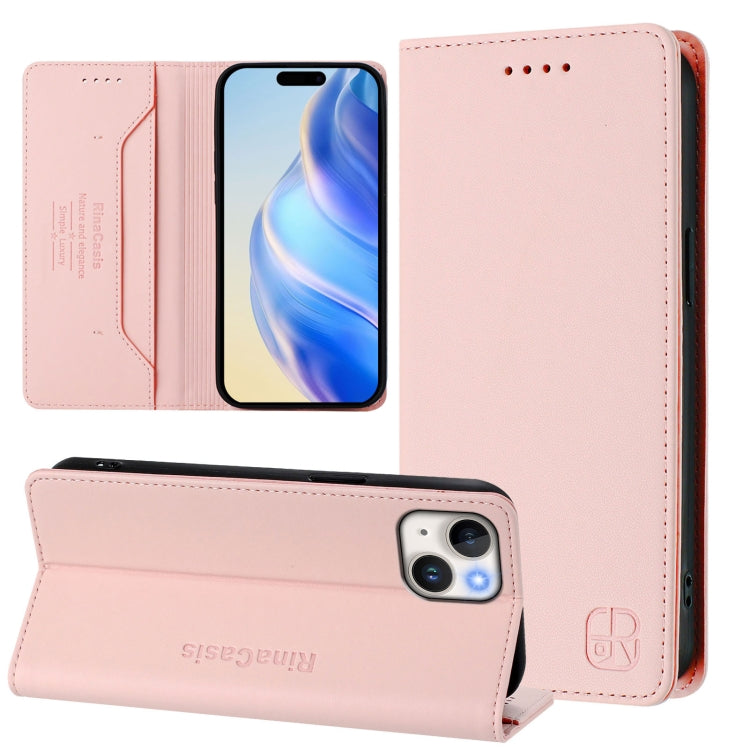 RC01 Dual-Folded Magnetic Suction RFID Leather Phone Case, For iPhone 15 Pro Max, For iPhone 15 Pro, For iPhone 15 Plus