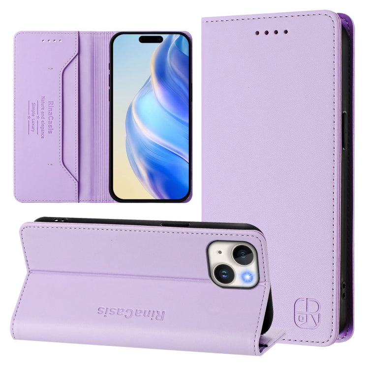 RC01 Dual-Folded Magnetic Suction RFID Leather Phone Case, For iPhone 15 Pro Max, For iPhone 15 Pro, For iPhone 15 Plus