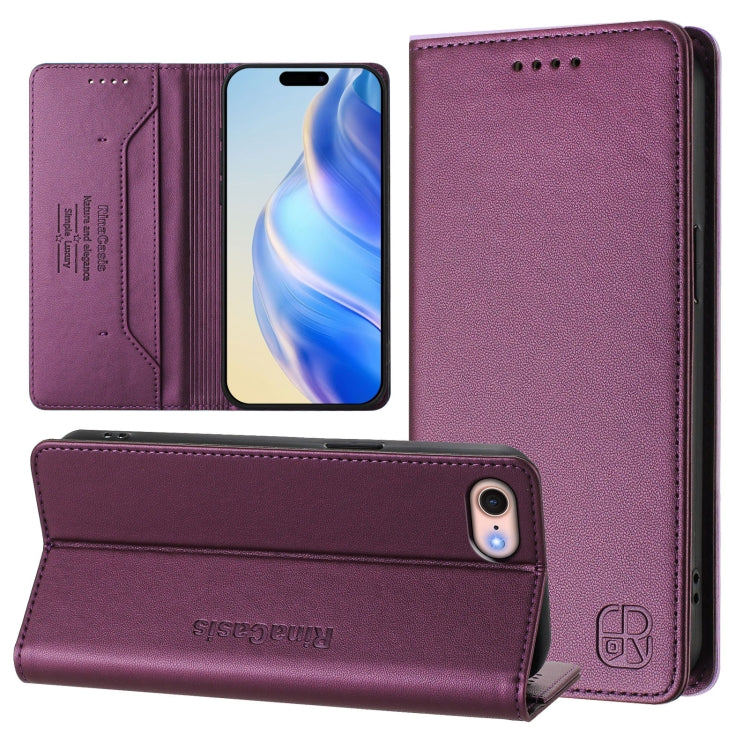 RC01 Dual-Folded Magnetic Suction RFID Leather Phone Case, For iPhone 14 Pro, For iPhone 14 Pro Max, For iPhone 7 / 8 / SE 2022