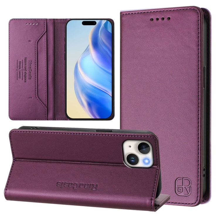 RC01 Dual-Folded Magnetic Suction RFID Leather Phone Case, For iPhone 13 Pro Max, For iPhone 13 Pro, For iPhone 13 mini
