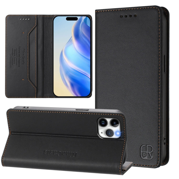 RC01 Dual-Folded Magnetic Suction RFID Leather Phone Case, For iPhone 11 Pro Max, For iPhone 11, For iPhone 11 Pro