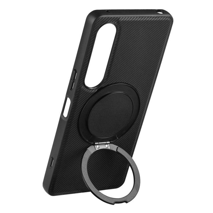 For Sony Xperia 1 IV ViLi TCY Series Kevlar Leather Texture Rotating Holder Phone Case(Black)
