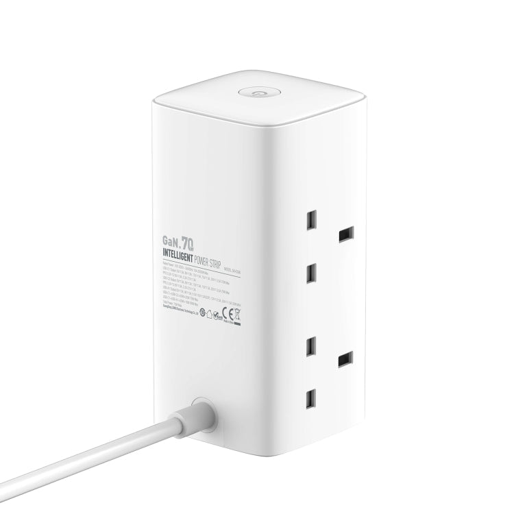 LDNIO SC4396 70W Desktop Multi-function GaN Desktop Charger 2AC, 1U, 2C with 1 Socket, Plug:UK Plug(White)
