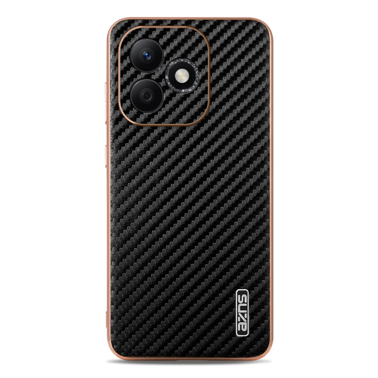 For Honor X60i AZNS Electroplated Edge Carbon Fiber Texture Phone Case(Black)