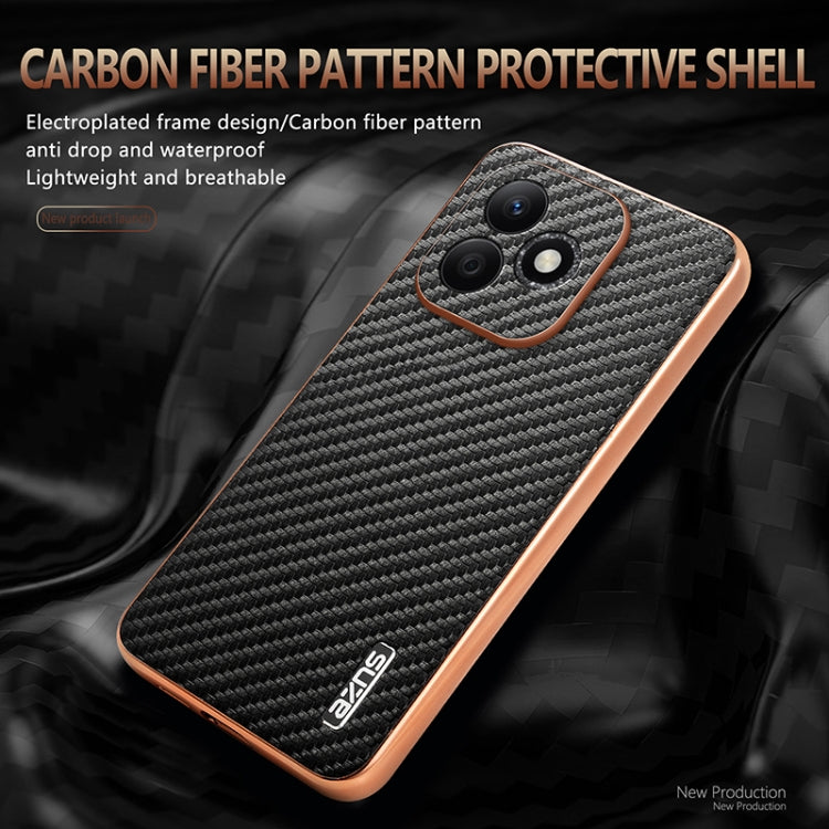 For Honor X60i AZNS Electroplated Edge Carbon Fiber Texture Phone Case(Black)