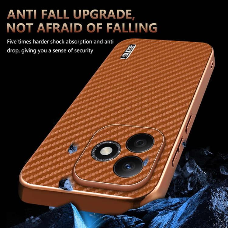 For Honor X60i AZNS Electroplated Edge Carbon Fiber Texture Phone Case(Black)