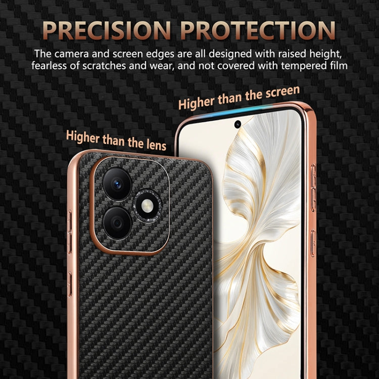 For Honor X60i AZNS Electroplated Edge Carbon Fiber Texture Phone Case(Black)
