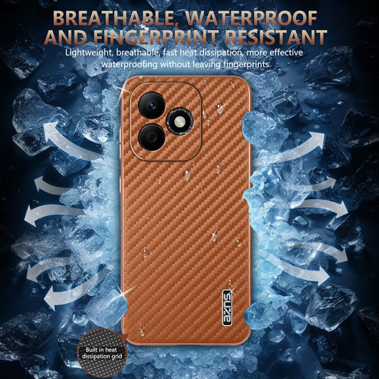 For Honor X60i AZNS Electroplated Edge Carbon Fiber Texture Phone Case(Black)