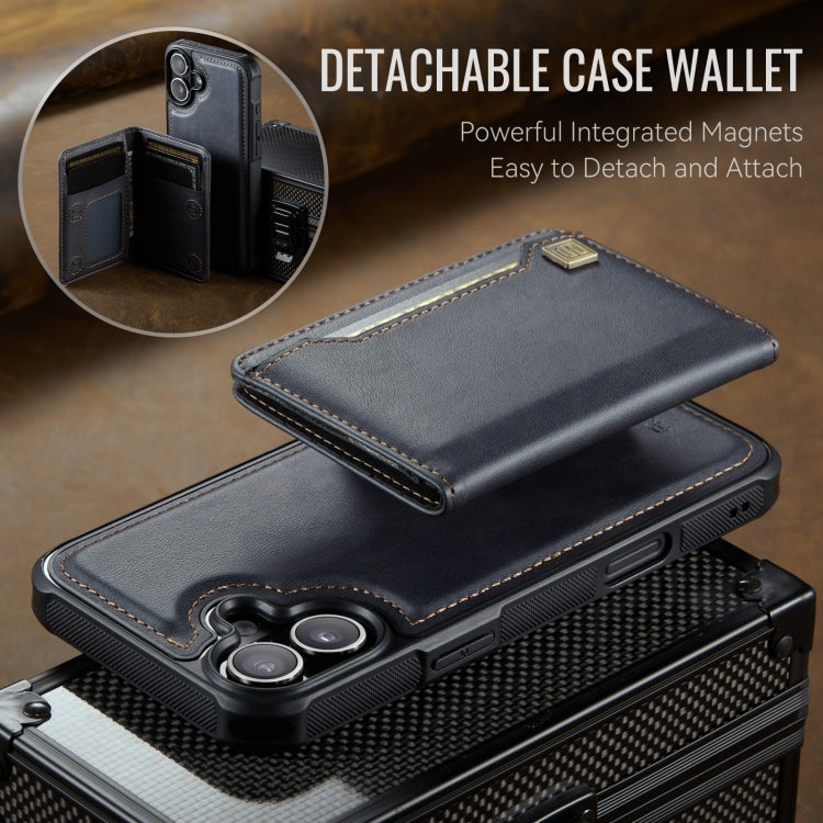 For iPhone 16 Plus AutSpace A13 MagSafe Magnetic RFID Flip Card Bag Phone Case(Black)
