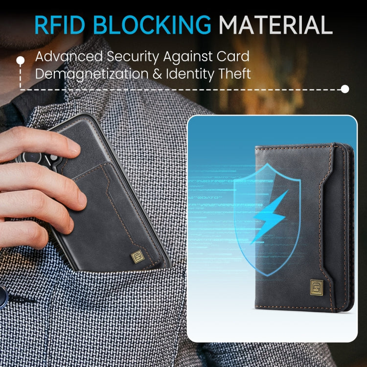 For iPhone 16 Plus AutSpace A13 MagSafe Magnetic RFID Flip Card Bag Phone Case(Black)