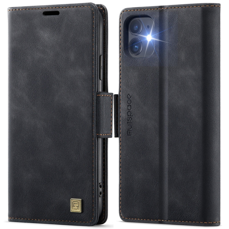 For iPhone 11 AutSpace A11 Side Buckle MagSafe Magnetic RFID Phone Leather Case(Black)