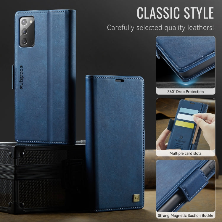 For Samsung Galaxy Note20 AutSpace A11 Side Buckle MagSafe Magnetic RFID Phone Leather Case(Blue)