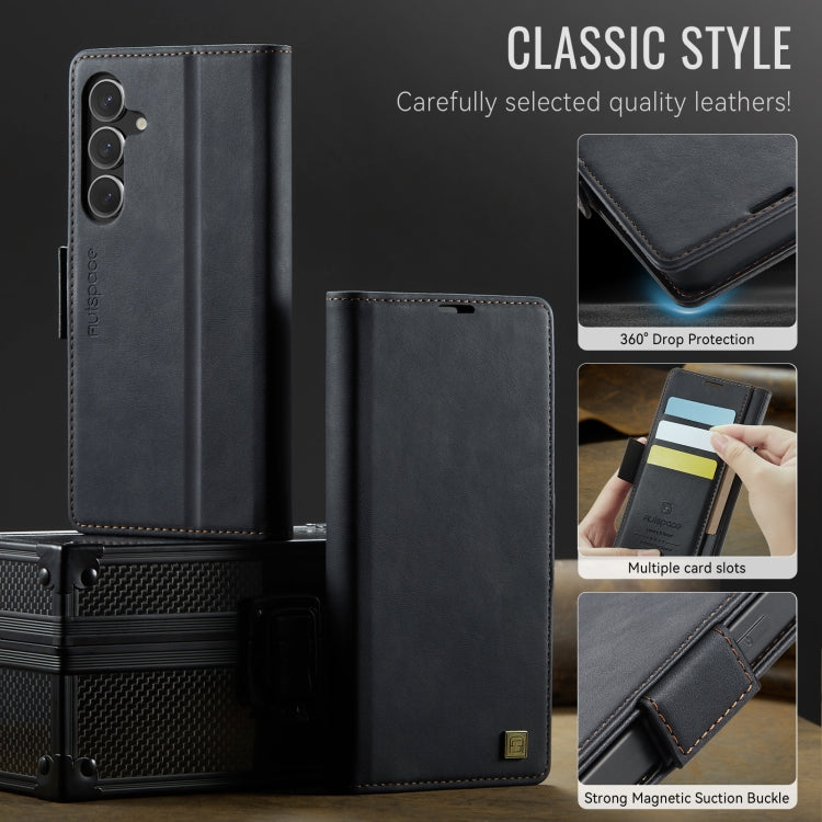 For Samsung Galaxy S24 5G AutSpace A11 Side Buckle MagSafe Magnetic RFID Phone Leather Case(Black)