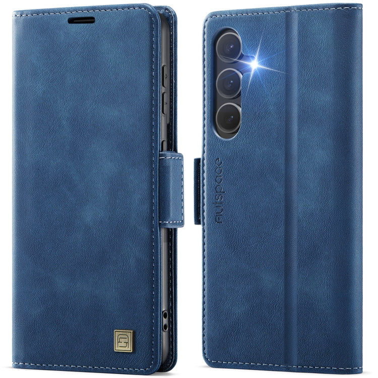 For Samsung Galaxy S24 5G AutSpace A11 Side Buckle MagSafe Magnetic RFID Phone Leather Case(Blue)