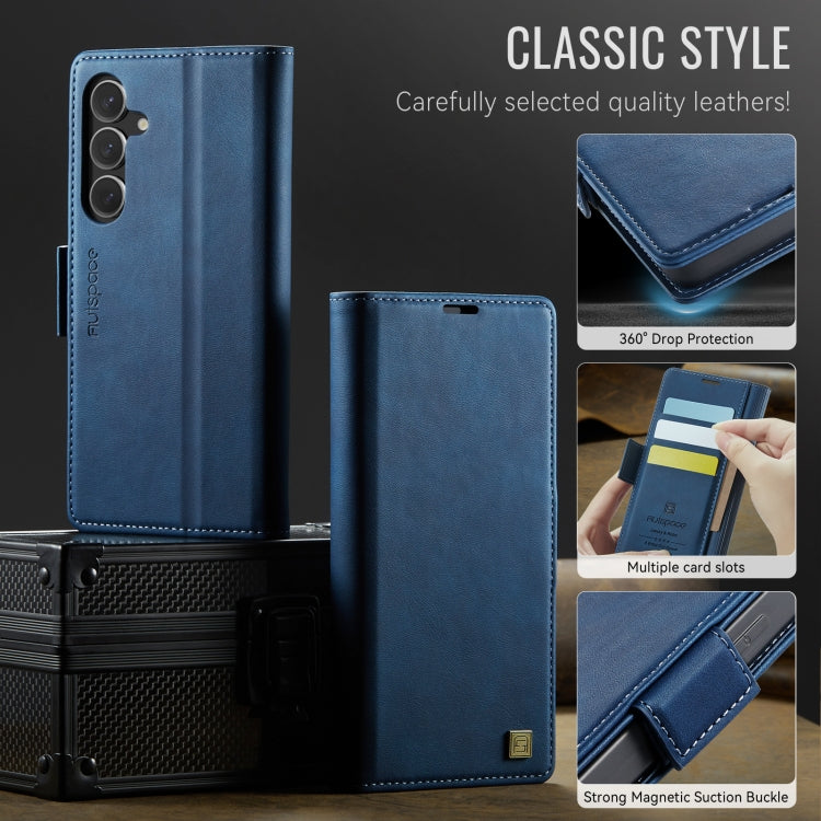 For Samsung Galaxy S24 5G AutSpace A11 Side Buckle MagSafe Magnetic RFID Phone Leather Case(Blue)