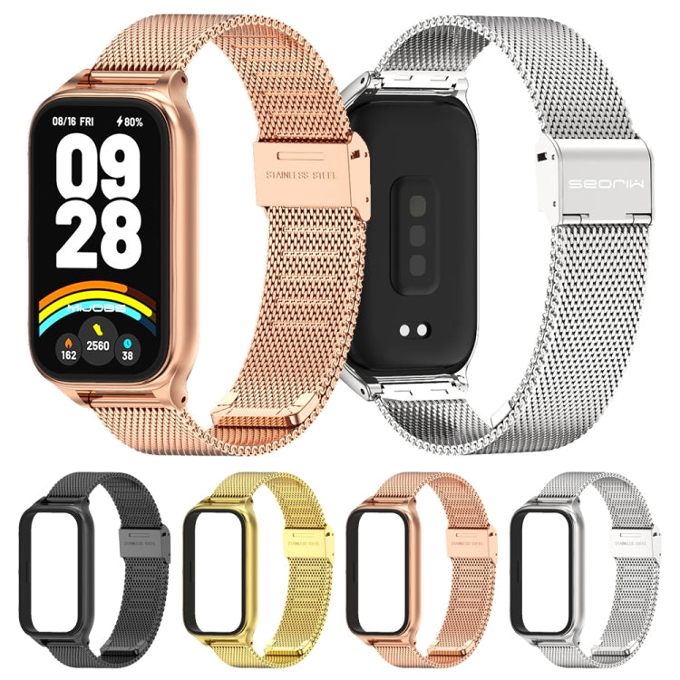 For Xiaomi Smart Band 9 Active / Redmi Band 3 Mijobs Metal Shell Milan Buckle Watch Band(Black)