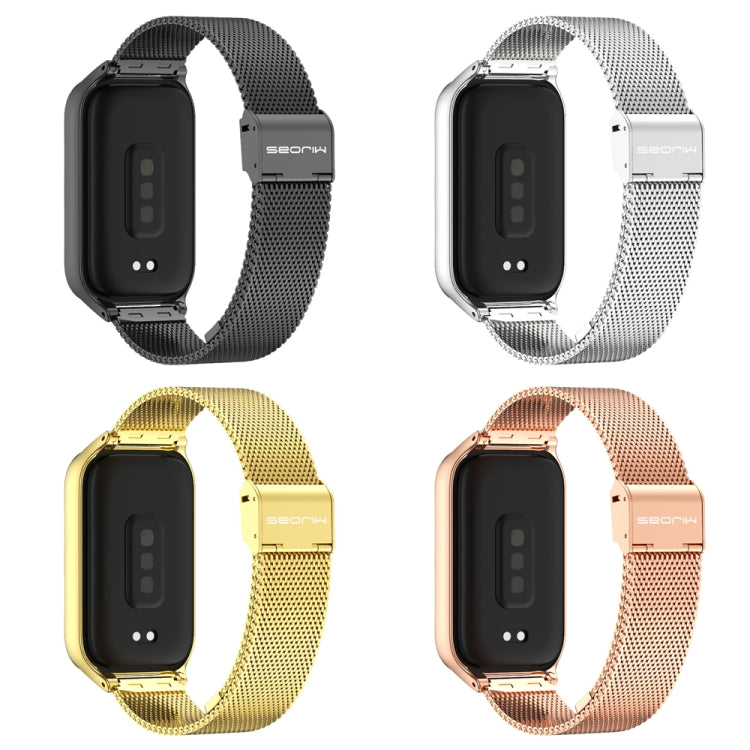For Xiaomi Smart Band 9 Active / Redmi Band 3 Mijobs Metal Shell Milan Buckle Watch Band(Black)