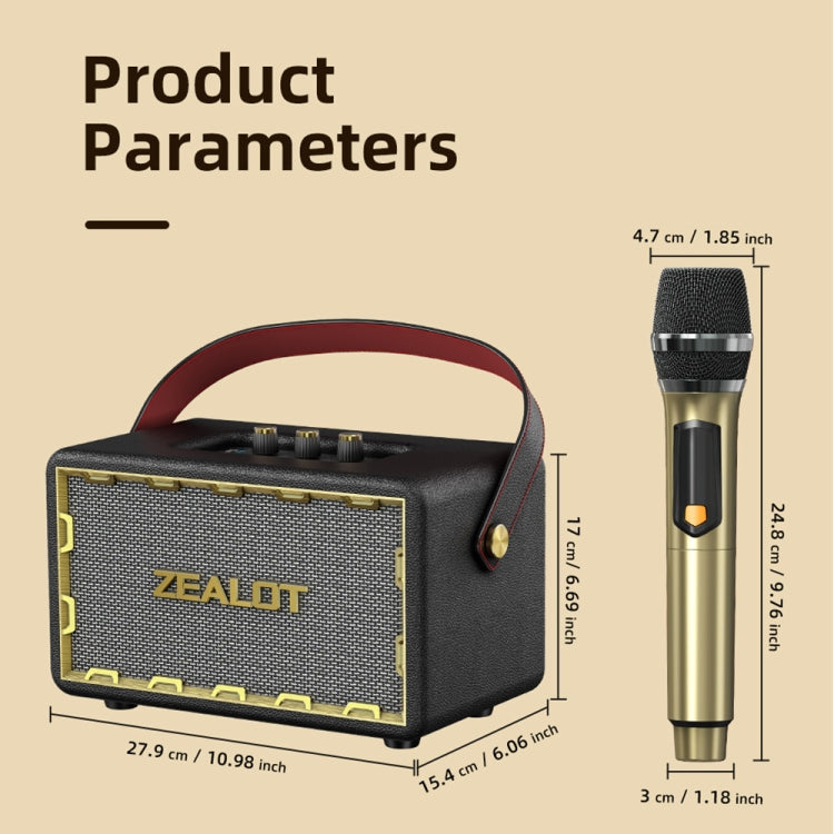 Zealot MT01M Retro Card Portable Wireless Bluetooth Speaker with Dual Microphones(Black)