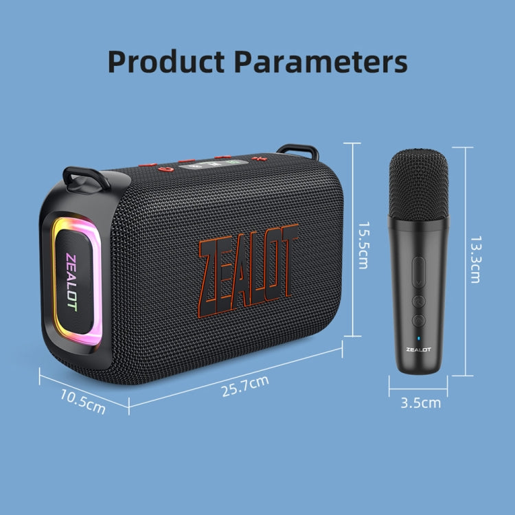 Zealot S85M 50W Outdoor Portable Bluetooth Speaker with Microphone(Black)