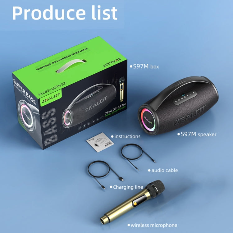 Zealot S97M 80W Outdoor Portable RGB Bluetooth Speaker with Microphone(Black)