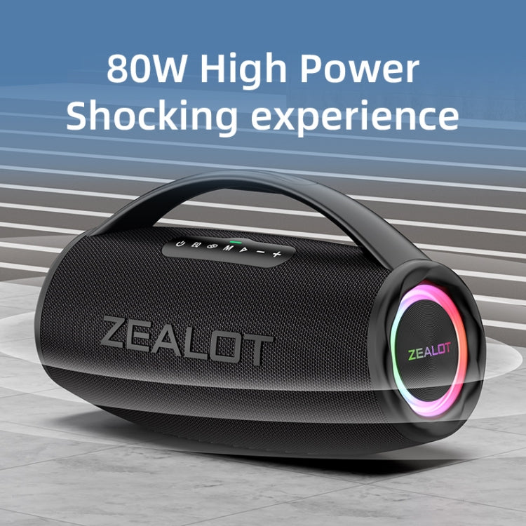 Zealot S97M 80W Outdoor Portable RGB Bluetooth Speaker with Microphone(Black)