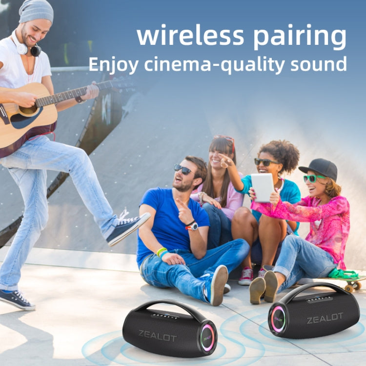 Zealot S97M 80W Outdoor Portable RGB Bluetooth Speaker with Microphone(Black)