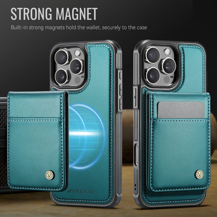 For iPhone 16 Pro Max JEEHOOD J06 British Style RFID MagSafe Card Bag PU Phone Case(Green)