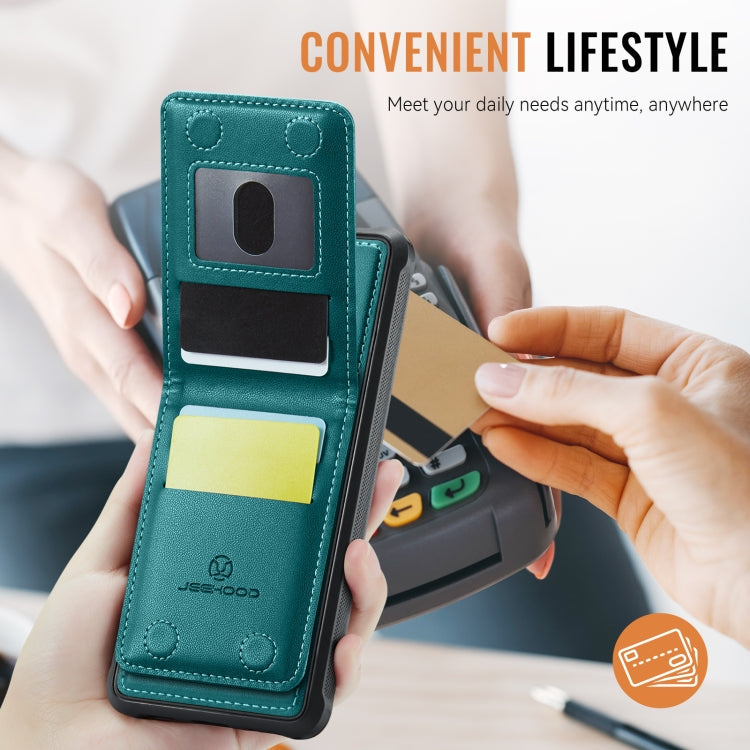 For iPhone 11 JEEHOOD J06 British Style RFID MagSafe Card Bag PU Phone Case(Green)
