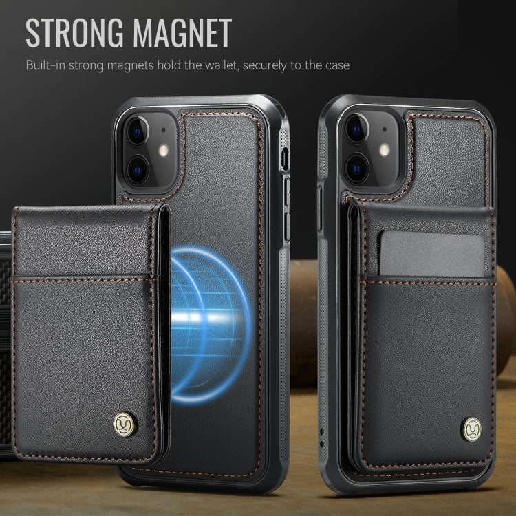 For iPhone 11 JEEHOOD J06 British Style RFID MagSafe Card Bag PU Phone Case(Black)