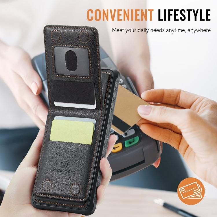 For iPhone 11 JEEHOOD J06 British Style RFID MagSafe Card Bag PU Phone Case(Black)